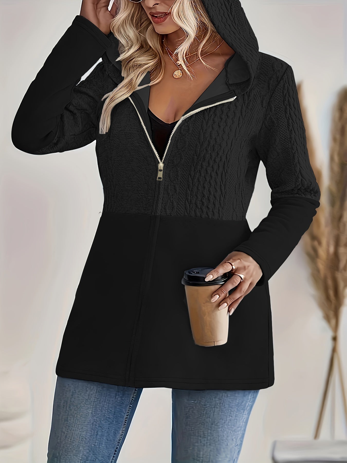 Graue Strickjacke mit Kapuze - Mila