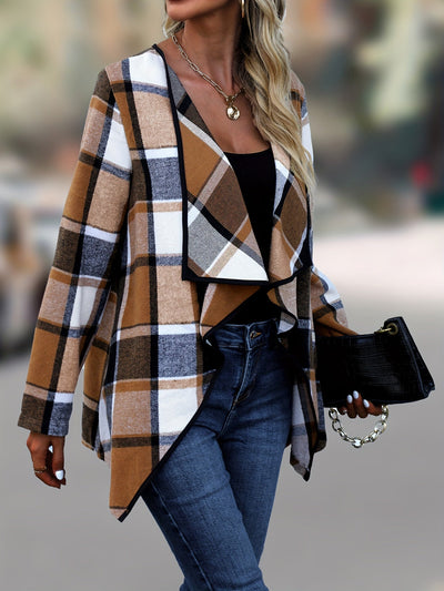 Kariertes Offenes Frontmantel - Sophia