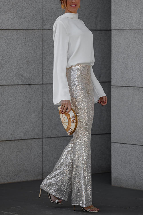 Elastische Glockenhosen für Damen mit Pailletten - Alerya