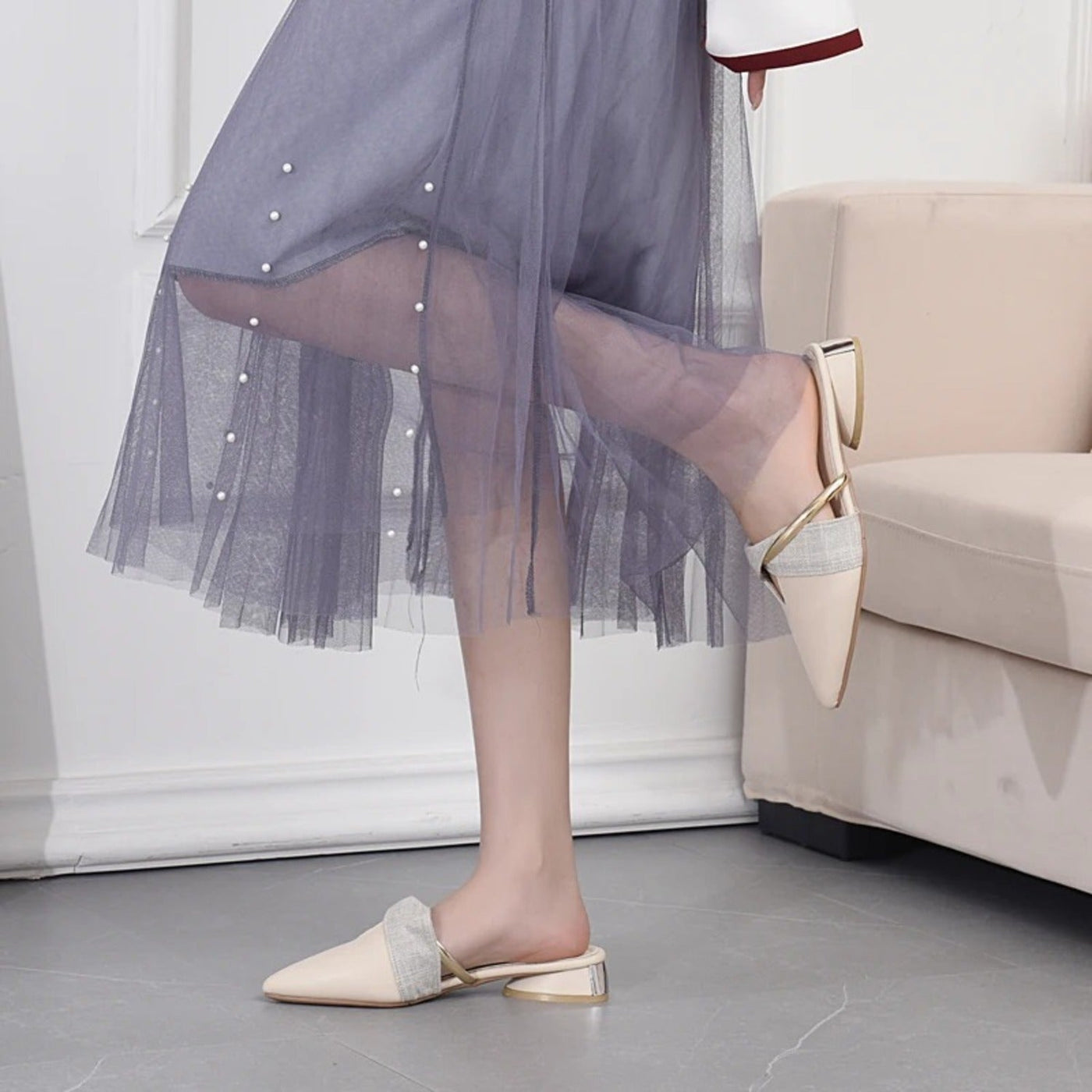 Elegante Spitzen-Zehennießer Maultiere Für Damen – Santina