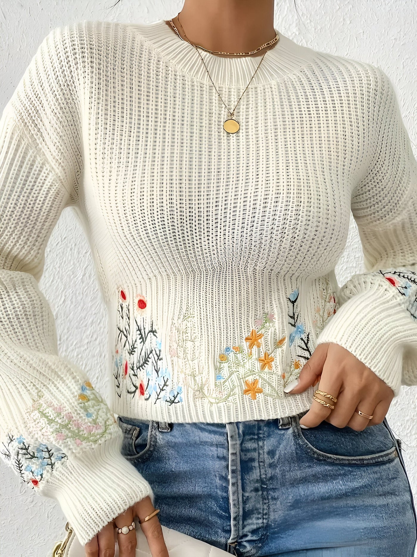 Icelynn | Eleganter Floral Strickpullover