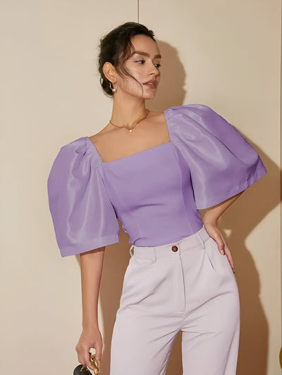Renatta | Elegante Slim Bluse mit Quadrat-Ausschnitt