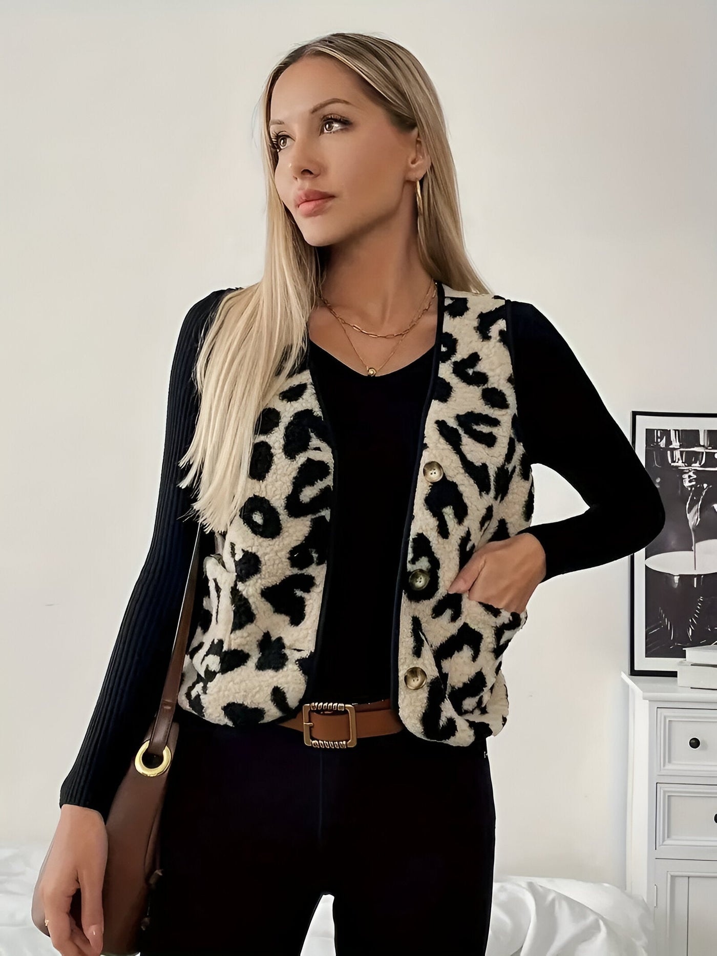 Daytona | Eleganter Cardigan mit Leopardenmuster und V-Ausschnitt