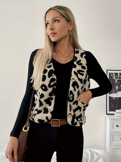 Daytona | Eleganter Cardigan mit Leopardenmuster und V-Ausschnitt