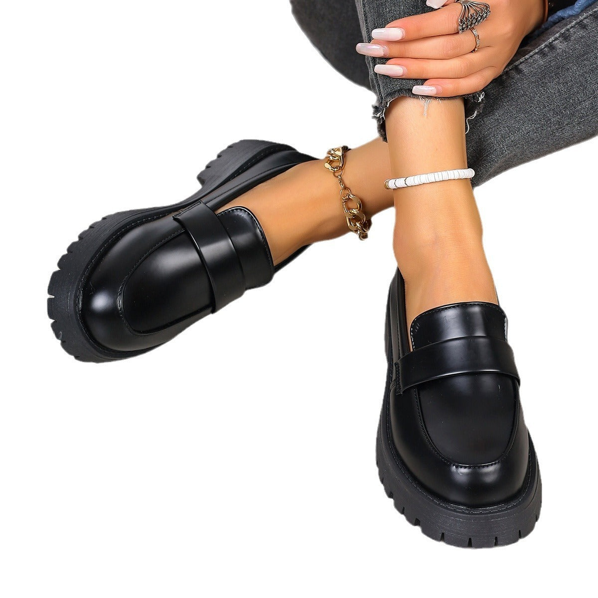 Abigail – Britische Plateauschuhe im Loafer-Stil