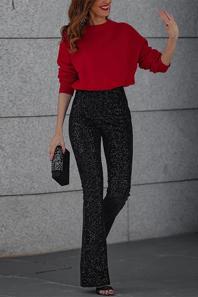 Elastische Glockenhosen für Damen mit Pailletten - Alerya