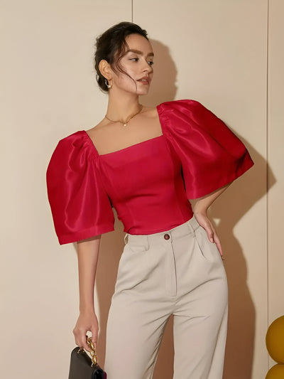 Renatta | Elegante Slim Bluse mit Quadrat-Ausschnitt