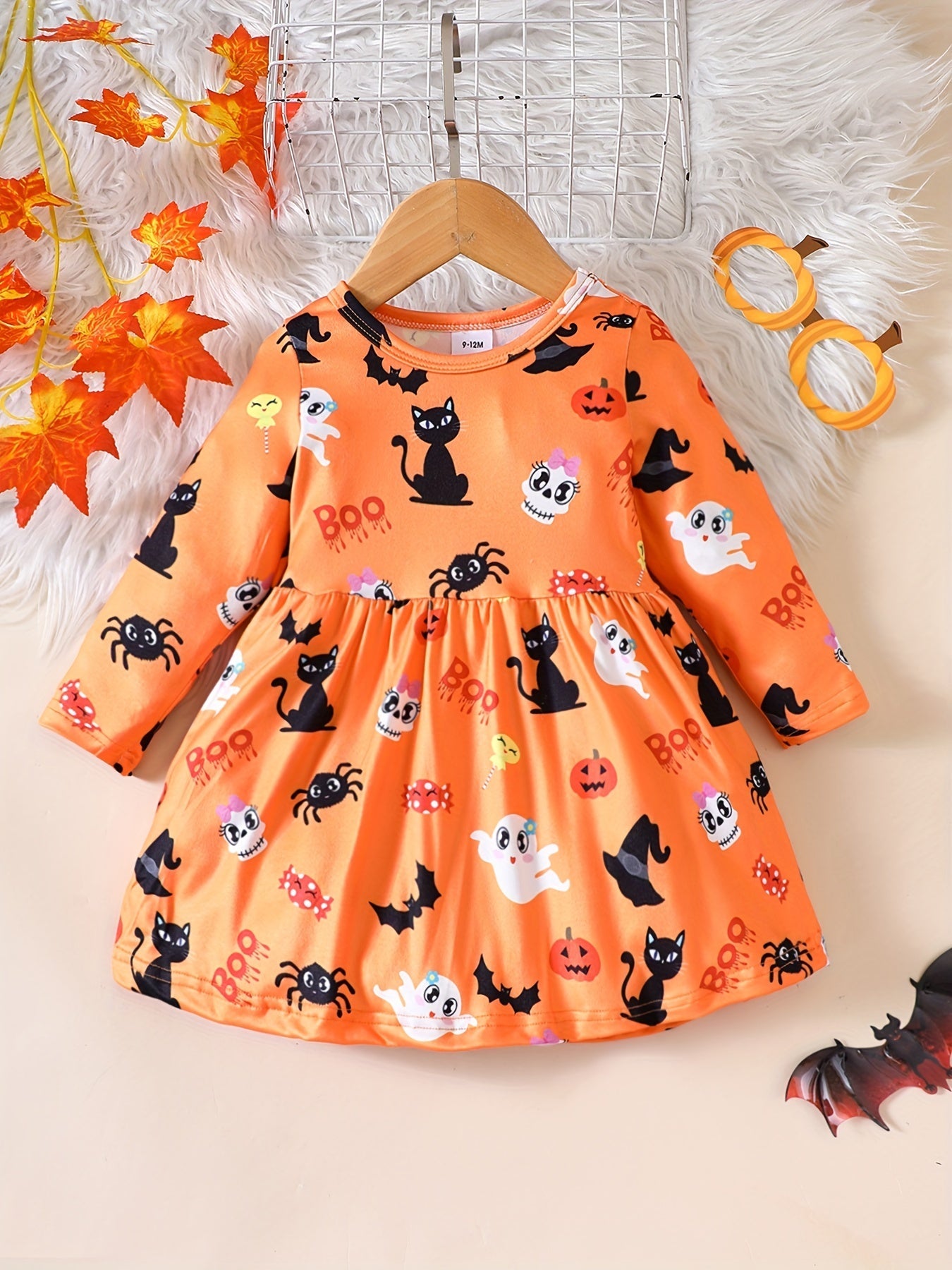 Halloween-Kleid für Baby Mädchen mit Print