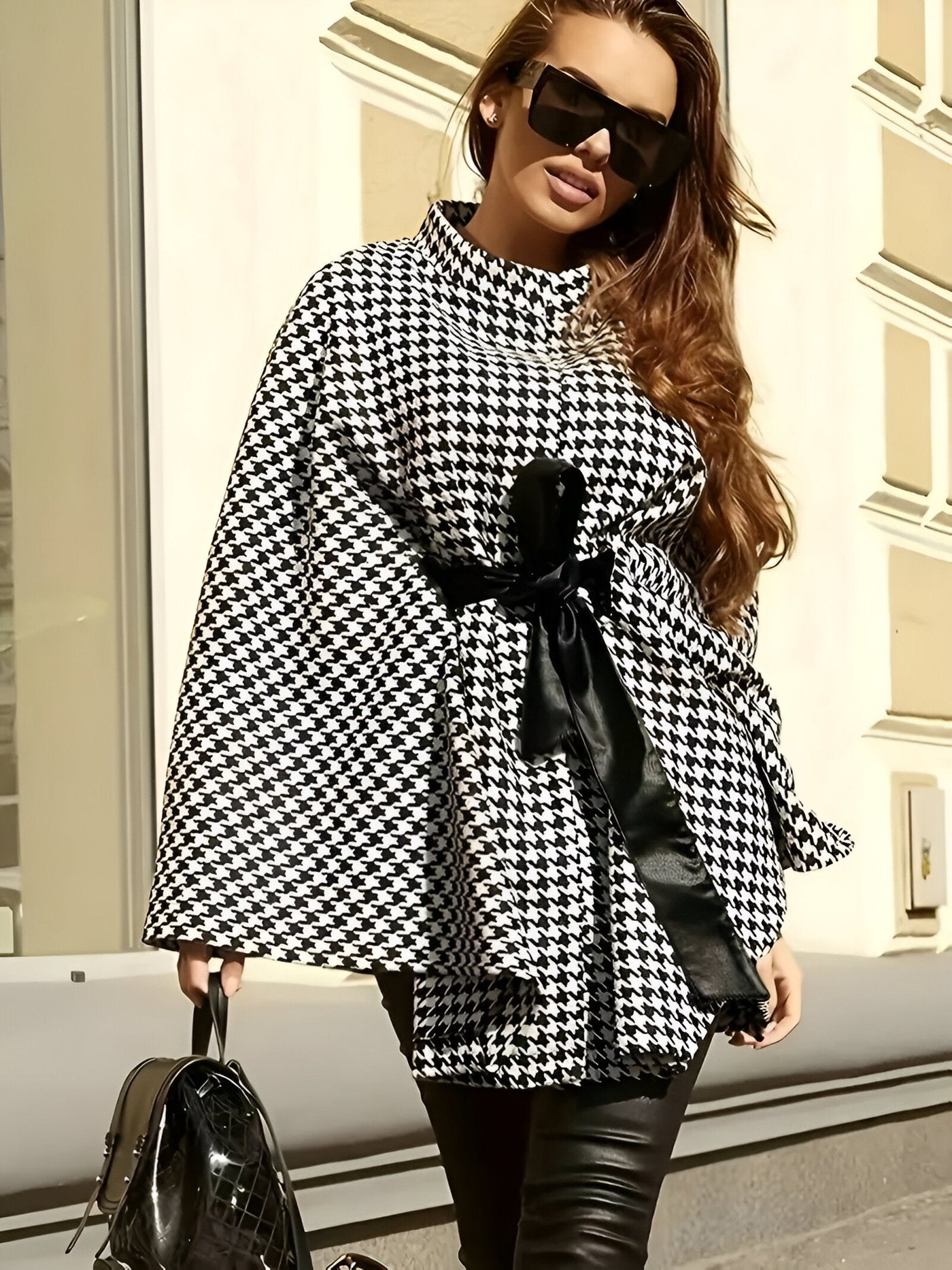 Eadaion | Schickes Hahnentrittmuster-Cape-Jacke