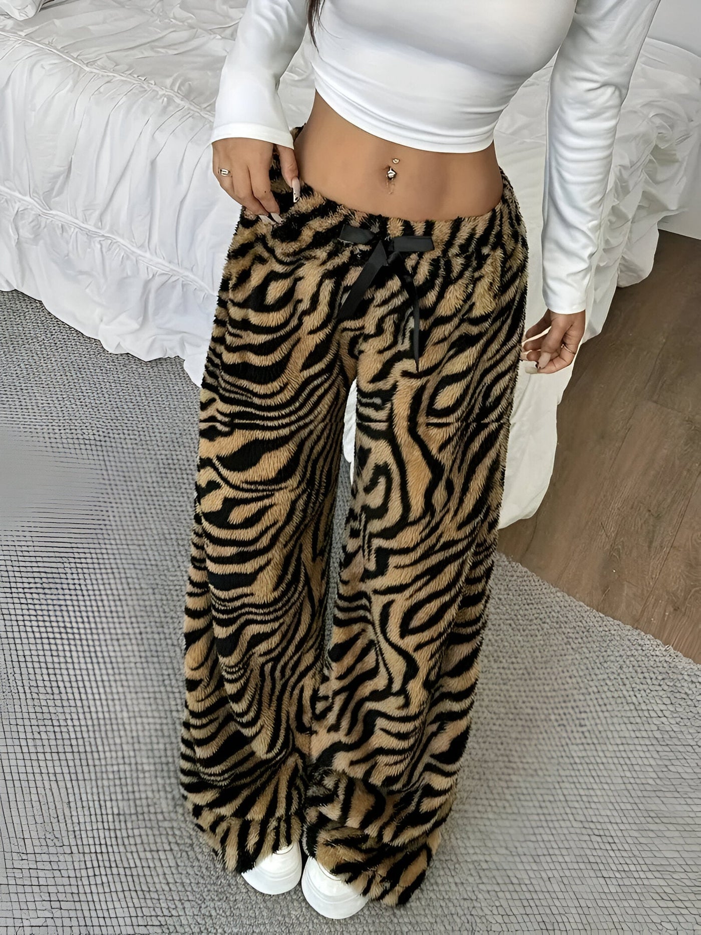 Cäcilia | Elegante Zebra Print Weite Hose für Damen
