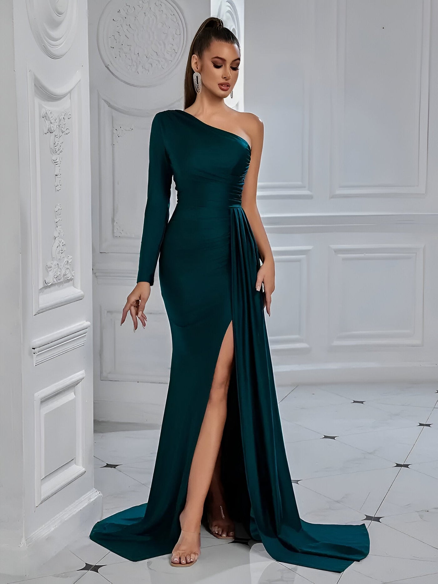 Samira | Elegantes Drapiertes Seidenabendkleid