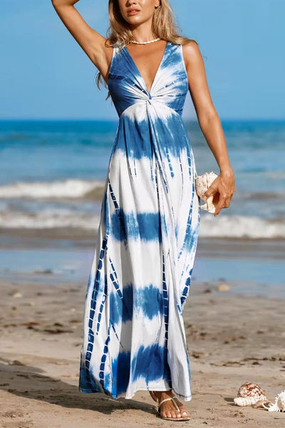 Johana® | Slate & Snow Tie-Dve Twist Front Maxikleid