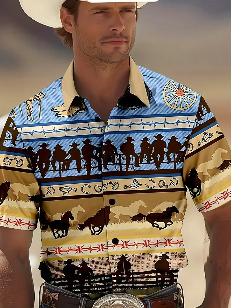 Mark – Lässiges Geometrisches Kurzarmhemd für Herren