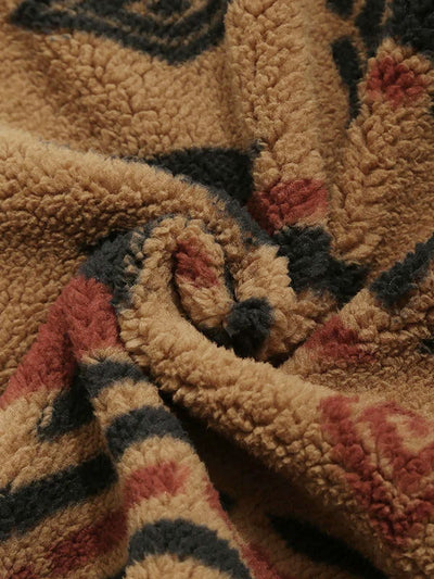 Alec - retro-fleecejacke mit aufschlägen im ethno-Stil