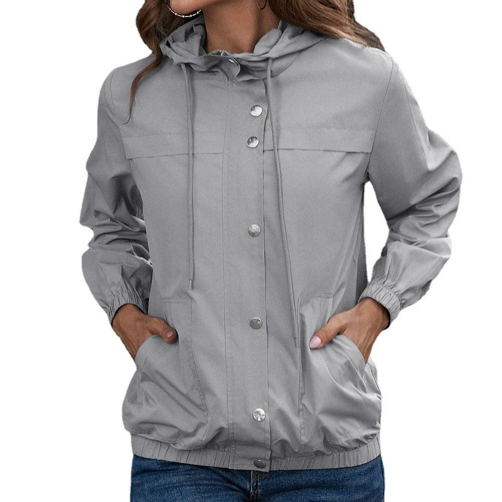 Outdoor-Regenjacke mit Kapuze für Frauen