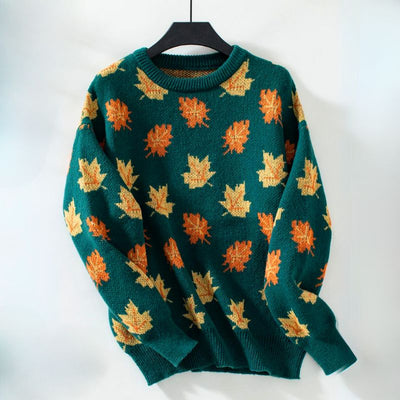 Gemütlicher Herbstblätter-Pullover für Damen