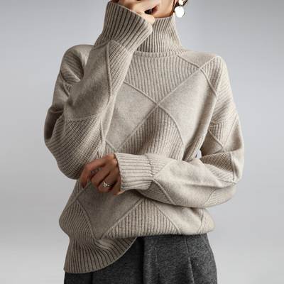 Stilvoller Damenpullover mit Diamantmuster