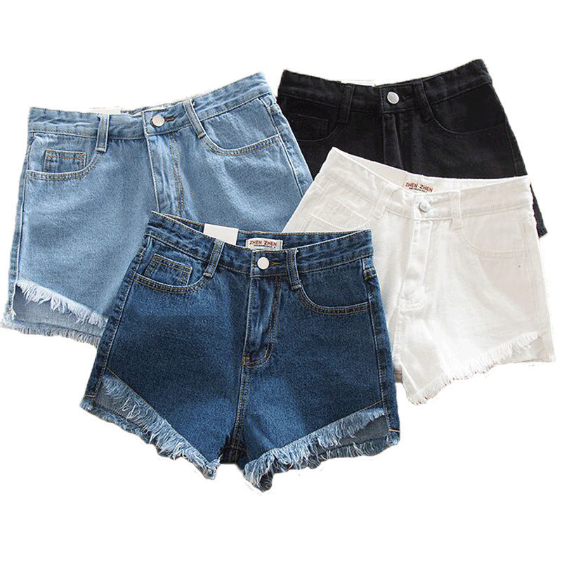 Patricia – High Waist Denim-Shorts mit Vorderseite kurz und Rückseite lang