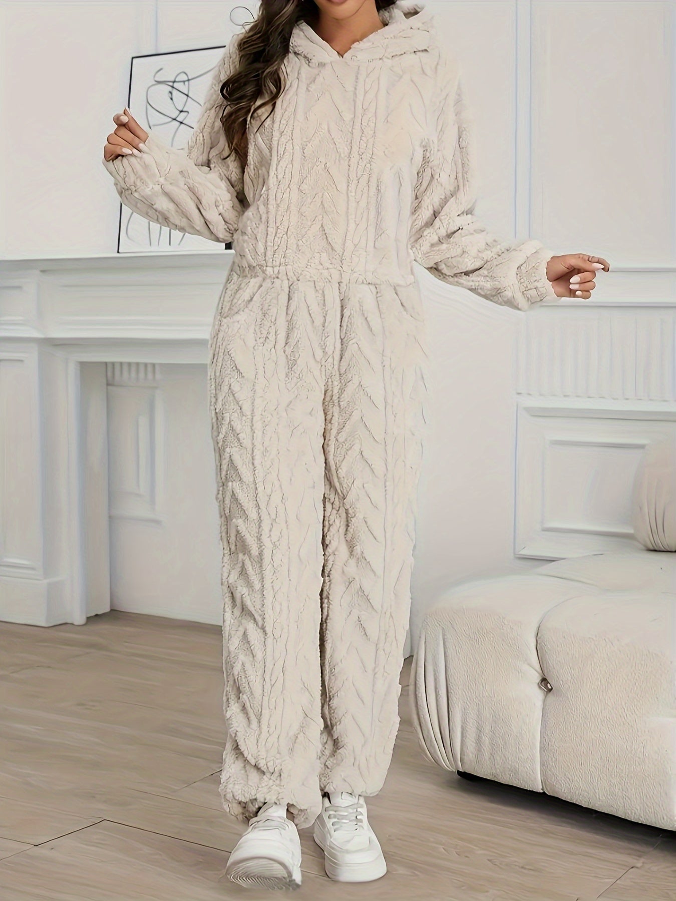 Damen Elegantes Langarm-Fleece Hoodie Set