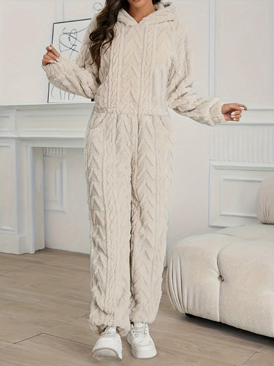 Damen Elegantes Langarm-Fleece Hoodie Set