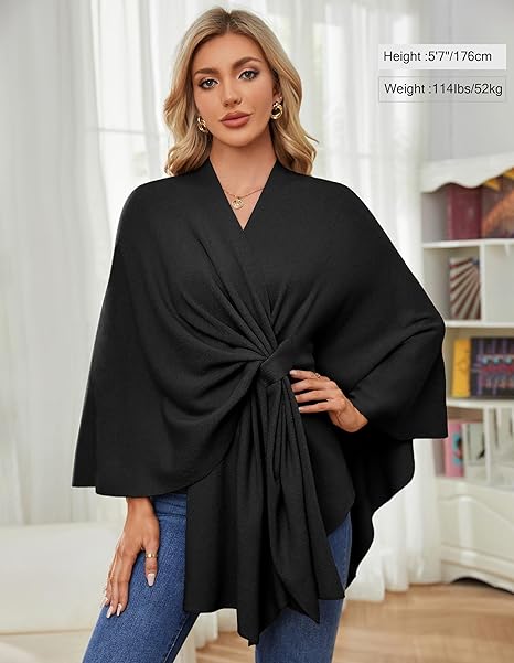 Eleganter Wickelponcho Ivory Weiß - Clara
