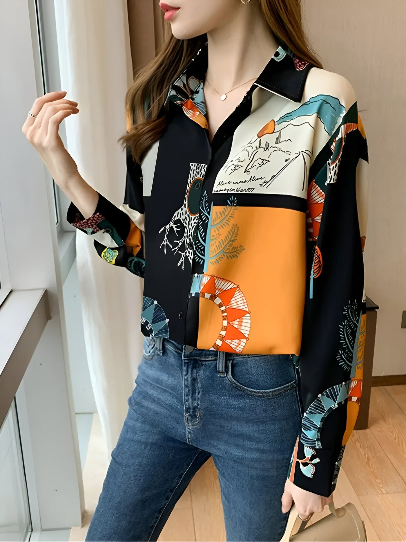 Jaslyn | Vintage-inspirierte bedruckte Bluse