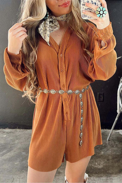 Makayla® | Gerippter Strampler aus Cord mit V-Ausschnitt und Knopfleiste vorne