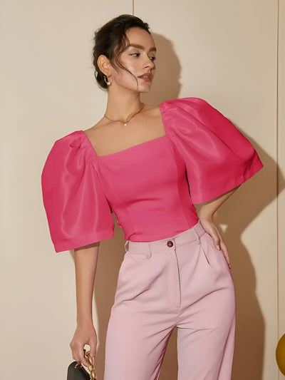 Renatta | Elegante Slim Bluse mit Quadrat-Ausschnitt