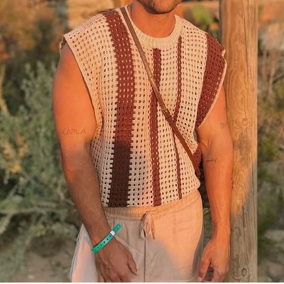 LEONARD – Gehäkeltes Herren-Tanktop mit Retro-Streifen