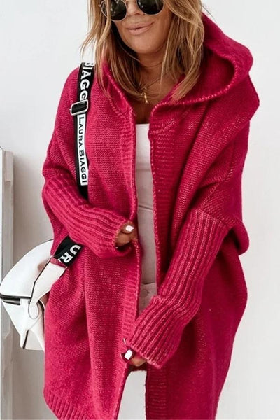 Blaue Kapuzenjacke mit Fledermausärmeln – Lara