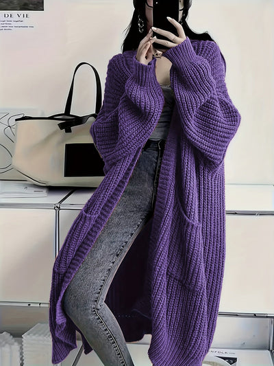 Grauer Strick-Cardigan mit offener Vorderseite - Nora