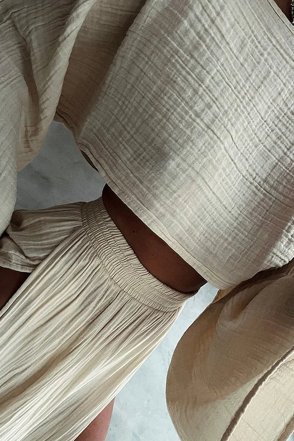 Stella® | Schickes, lässiges zweiteiliges Set aus Baumwolle und Leinen mit Schlitz