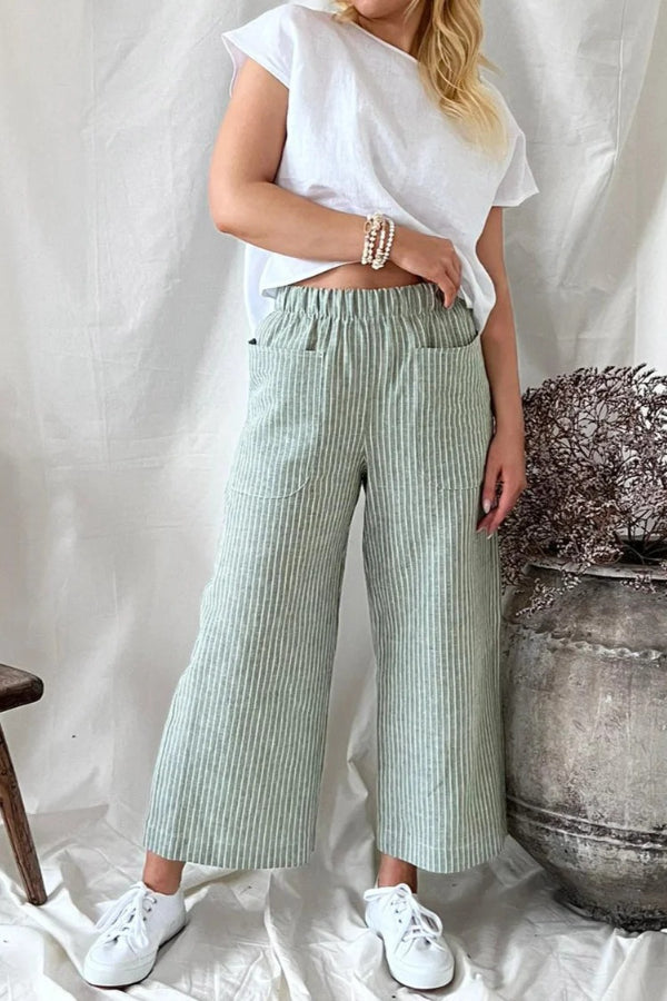 Dorotea® | Baumwolle und Leinen, lockere, modische, lässige, gerade Hose für Damen