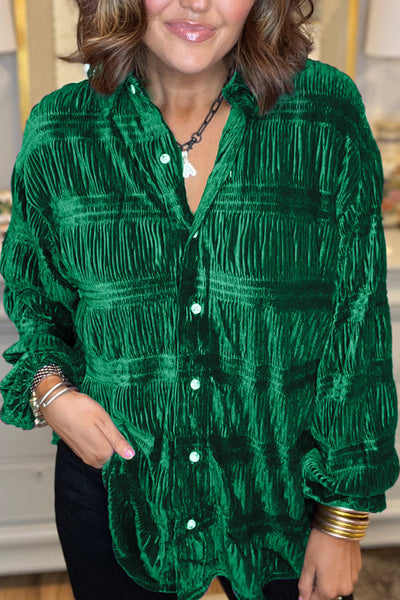 Kara® | Damenoberteil aus gerafftem Samt mit Knopfleiste