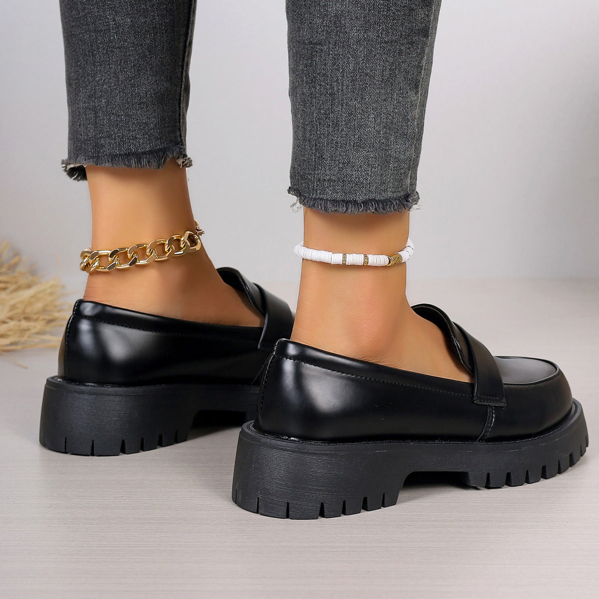 Abigail – Britische Plateauschuhe im Loafer-Stil