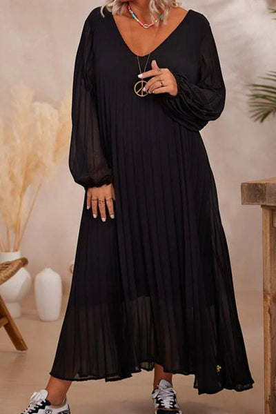 Leila® | Loses Patchwork-Maxikleid aus Baumwolle und Leinen