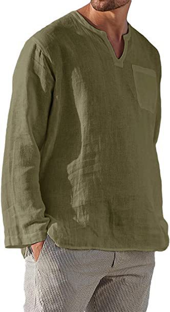 Joe – Lässiges Herrenhemd aus Leinen mit V-Ausschnitt