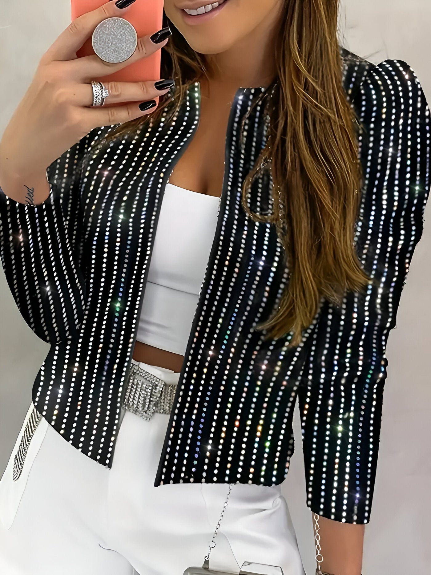 Eva | Luxuriöse Shimmer Paillettenjacke