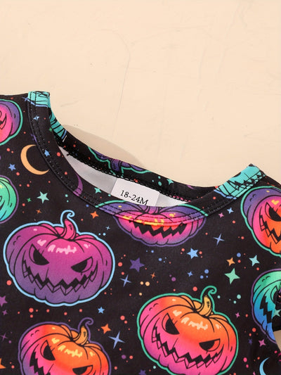 Mädchen Kleid mit Kürbis- und Geisterprint