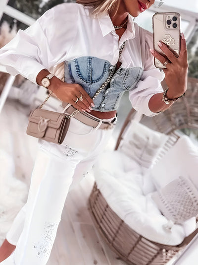 Kathe| Elegante, Denim-inspirierte Bluse