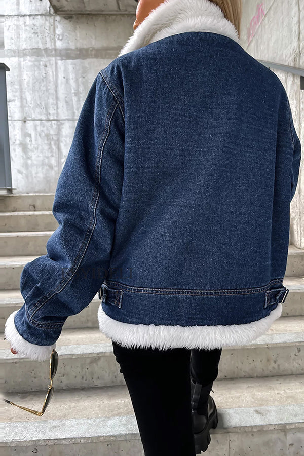 Leah® | Lose Freizeitjacke mit Patchwork-Revers aus Lammwolle