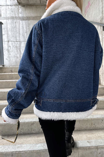 Leah® | Lose Freizeitjacke mit Patchwork-Revers aus Lammwolle