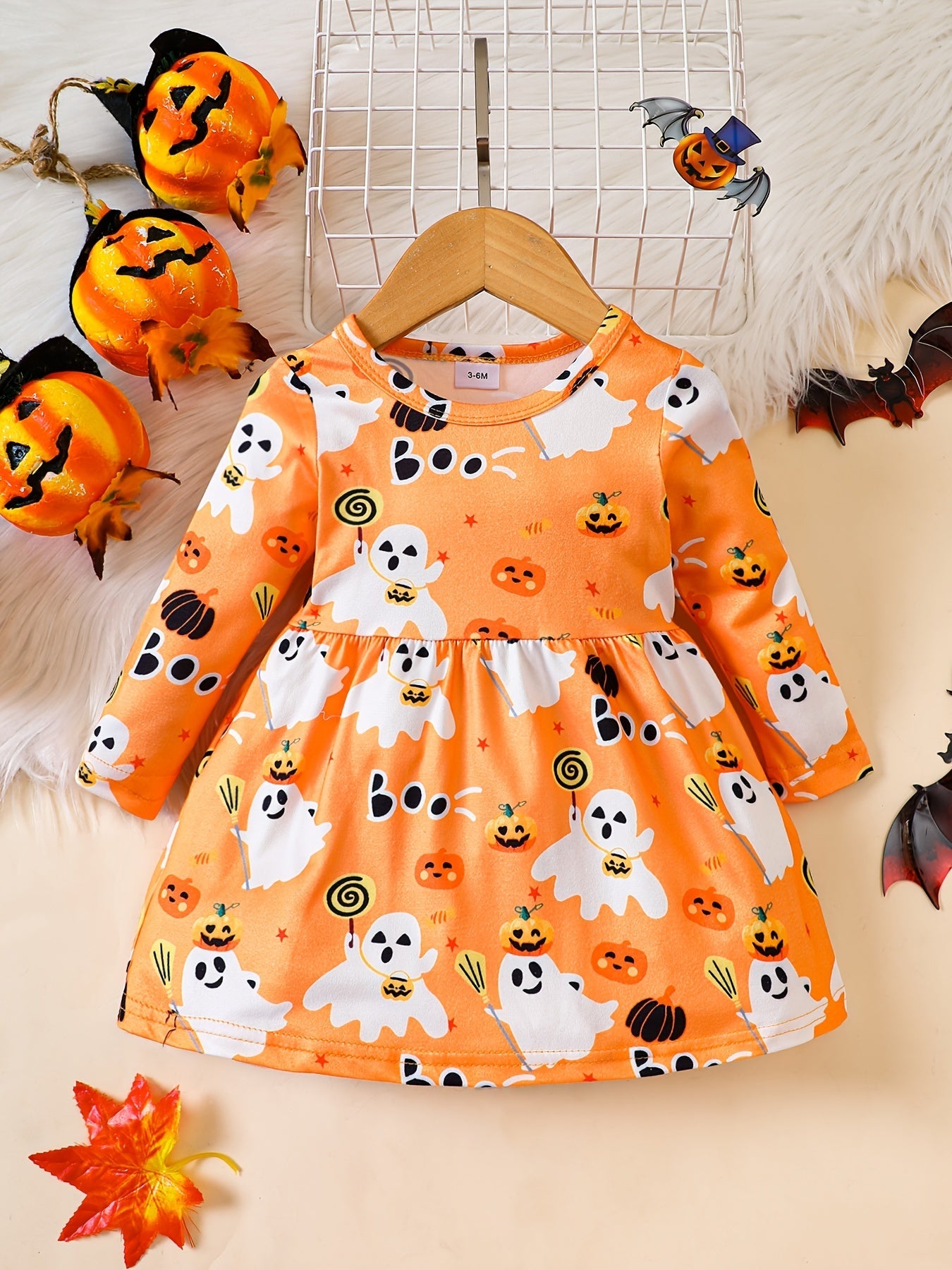 Halloween-Kleid für Baby Mädchen mit Print