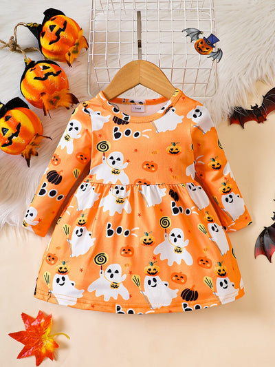 Halloween-Kleid für Baby Mädchen mit Print