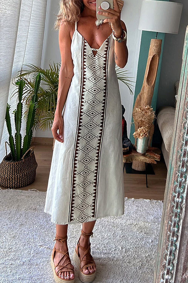 Iris® | Sexy Print Frenulum rückenfreie Kleider mit V-Ausschnitt