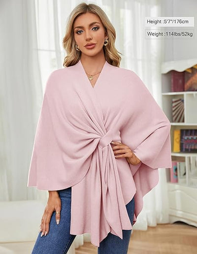 Eleganter Wickelponcho Ivory Weiß - Clara