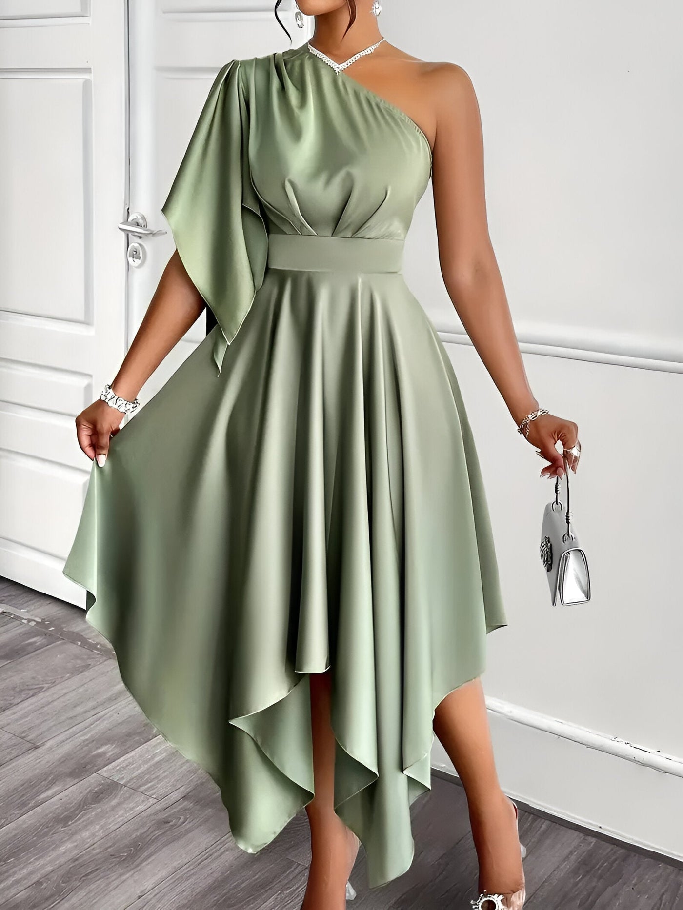 Annemarie| Elegantes Asymmetrisches One-Shoulder Peplum-Kleid