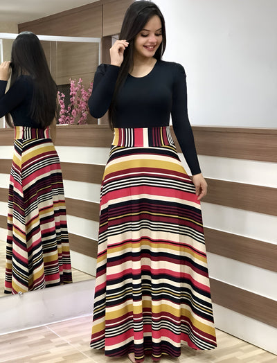 Liza | Elegantes Blumen Color-Block Kleid