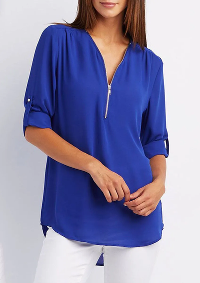 Adeline – chiffonbluse mit reibverschluss