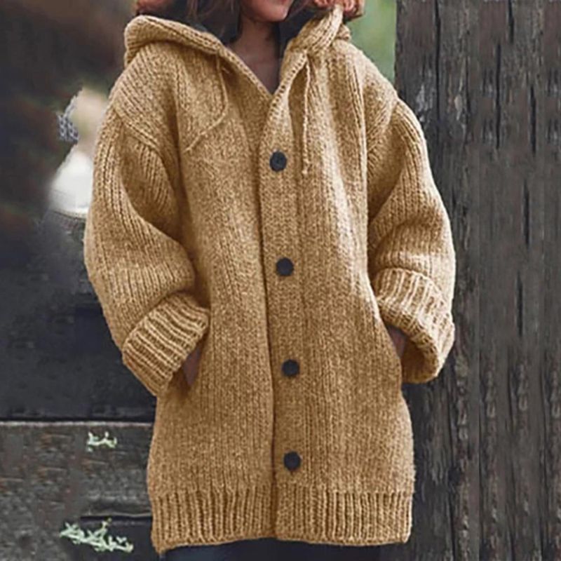 Gestrickter Knopf-Pullover für Frauen